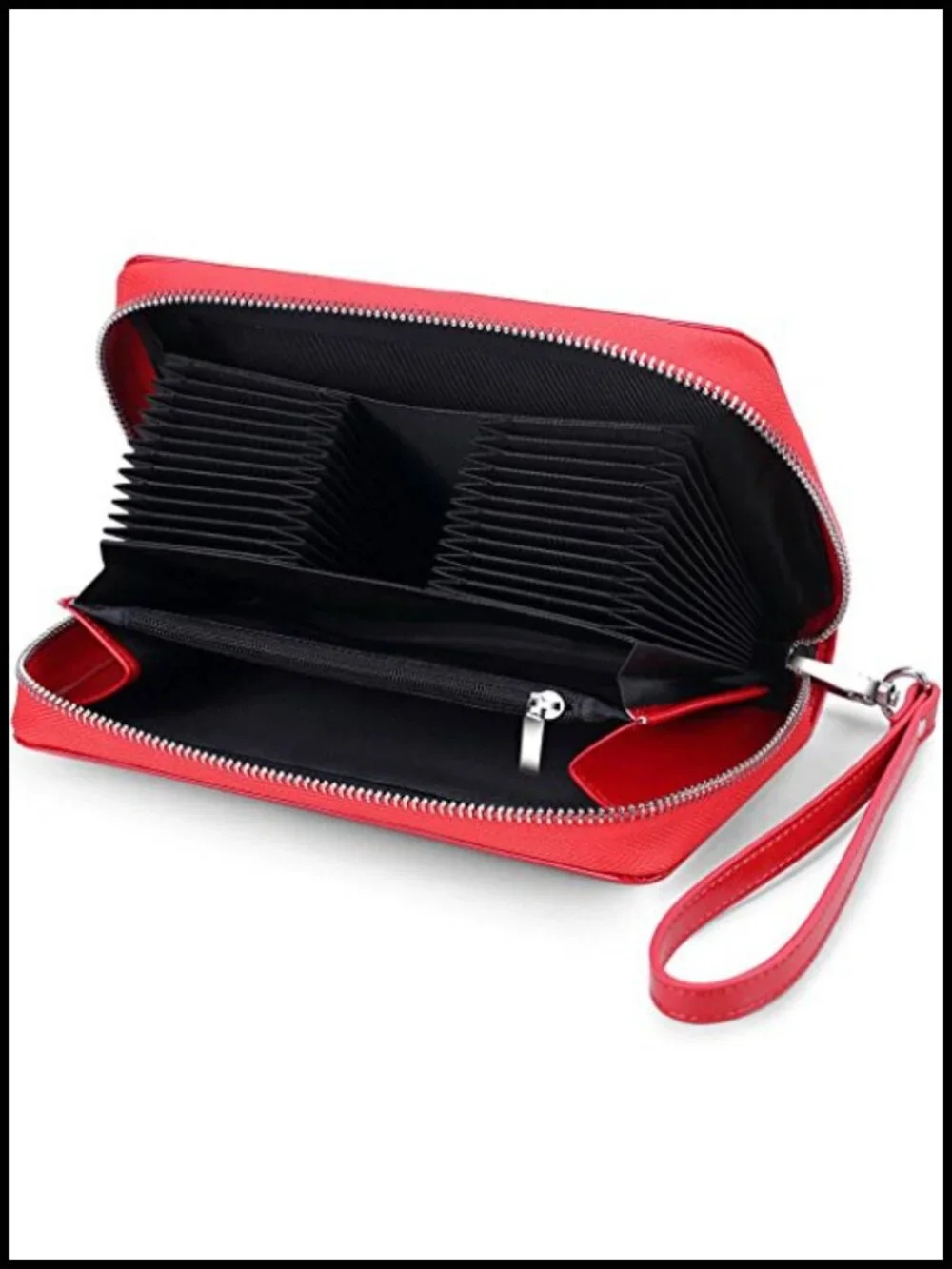 Women's RFID Blocking Leather Wallet Credit Card Holder Zipper Clutch Purse